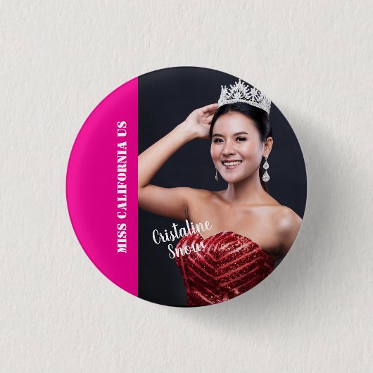 Badge Rond 2,50 Cm Épinglette de concours de beauté - Texte clair (Devant)
