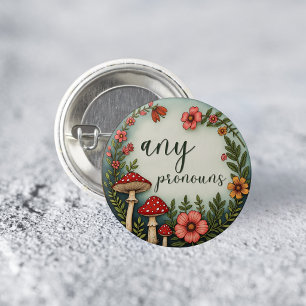 Badge Rond 2,50 Cm Épinglette de pronoms Cottagecore LGBTQ