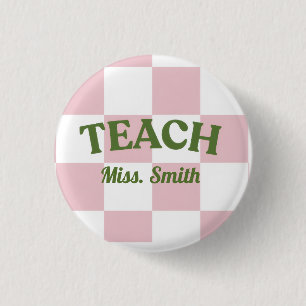 Badge Rond 2,50 Cm Épinglette élégante pour enseignant rose