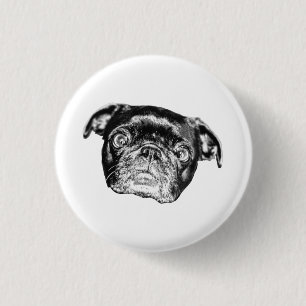 Badge Rond 2,50 Cm Épinglette Pug Festive Ombrée