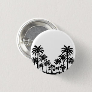 Badge Rond 2,50 Cm Épinglette ronde silhouette de palmiers noirs trop