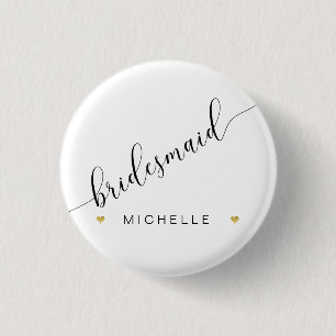Badge Rond 2,50 Cm Épouse de fête nuptiale Script Simple moderne coeu