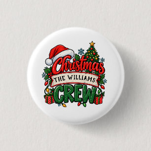 Badge Rond 2,50 Cm Équipe de Noël au nom de famille personnalisé