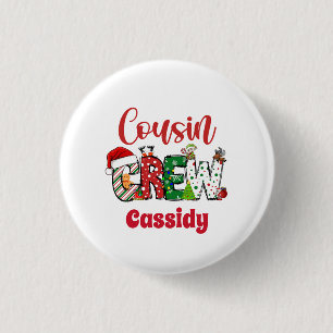 Badge Rond 2,50 Cm Équipe de Noël de cousin rétro personnalisée