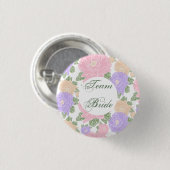 Badge Rond 2,50 Cm Équipe Mariée, florale (Devant & derrière)