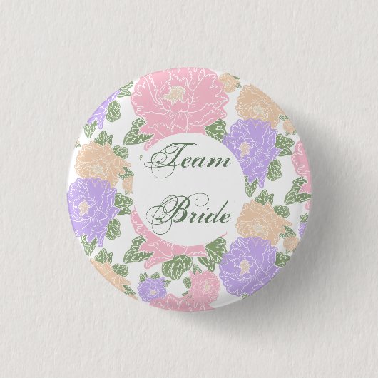Badge Rond 2,50 Cm Équipe Mariée, florale (Devant)