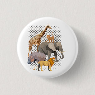 Badge Rond 2,50 Cm Équipe Safari Animaux de Safari Africain Drôle Zoo