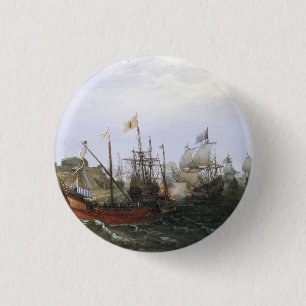 Badge Rond 2,50 Cm Escadron hollandais attaquant une forteresse espag