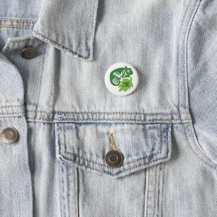Badge Rond 2,50 Cm Escalade de chameleon lunaire sur le Monogramme de
