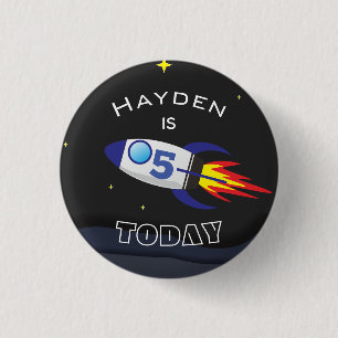 Badge Rond 2,50 Cm Espace Rocket Anniversaire de enfant âge personnal
