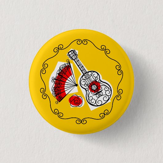Badge Rond 2,50 Cm Espagnol Souvenirs Bordure bouton rond (Devant)
