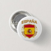 Badge Rond 2,50 Cm Espana Espagne - Bouclier Drapeau (Devant & derrière)