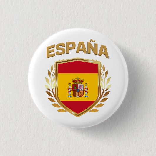 Badge Rond 2,50 Cm Espana Espagne - Bouclier Drapeau (Devant)