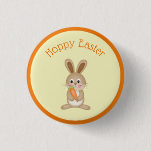 Badge Rond 2,50 Cm Espèce de lapin de Pâques avec carotte