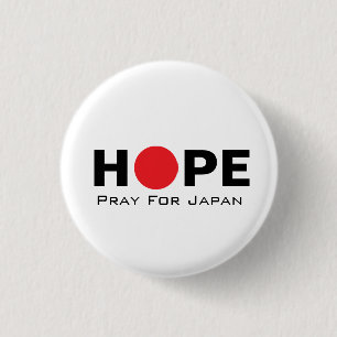 Badge Rond 2,50 Cm ESPOIR - priez pour des goupilles du Japon