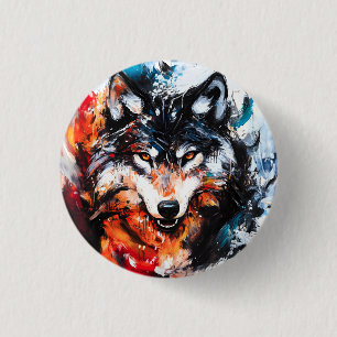 Badge Rond 2,50 Cm Esprit Loup Sauvage Abstrait