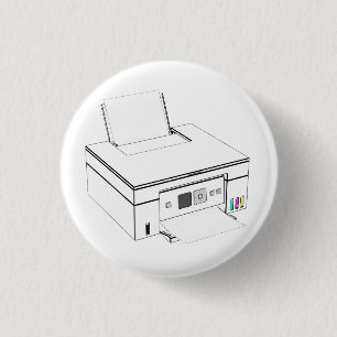 Badge Rond 2,50 Cm Esquisse d'une imprimante couleur jet d'encre tout