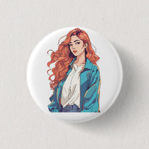 Badge Rond 2,50 Cm Esthétique de la tête rouge