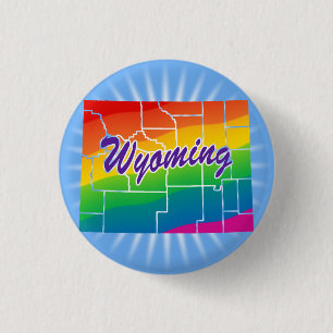 Badge Rond 2,50 Cm État arc-en-ciel du Wyoming