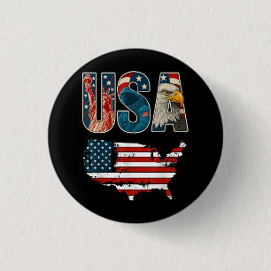 Badge Rond 2,50 Cm Etats-Unis Patriotique 4 juillet Amérique Drapeau