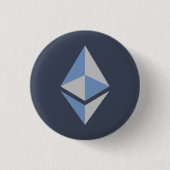 Badge Rond 2,50 Cm Ethereum bouton gris et bleu d'ETH du logo | (Devant)