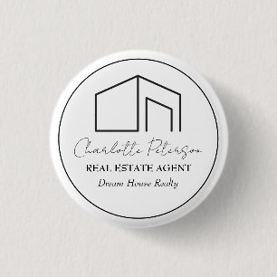 Badge Rond 2,50 Cm Étiquette de nom d'agent immobilier simple