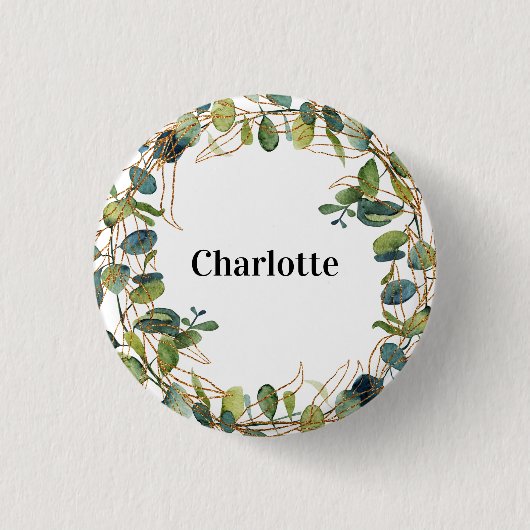 Badge Rond 2,50 Cm Étiquette de nom de eucalyptus (Devant)