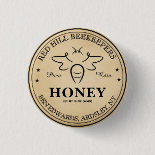 Badge Rond 2,50 Cm Étiquette élégante vintage de pot de miel éditabil