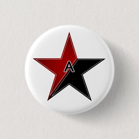 Badge Rond 2,50 Cm étoile anarchiste rouge/noire (Devant)