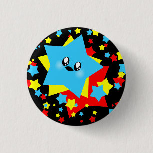 BADGE ROND 2,50 CM ÉTOILES KAWAII ÉCLAT COSMIQUE