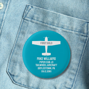 Badge Rond 2,50 Cm Étudiant pilote premier avion solo sur mesure