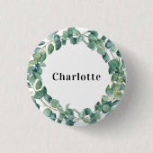 Badge Rond 2,50 Cm Eucalyptus vert nom bouton (Devant)