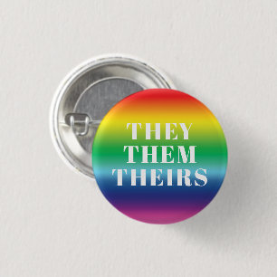 Badge Rond 2,50 Cm Eux, Leurs Pronouns Lgbtq Pride arc-en-ciel