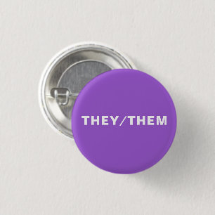 Badge Rond 2,50 Cm Eux, Them genre pronouns Lgbtq fierté pin violet