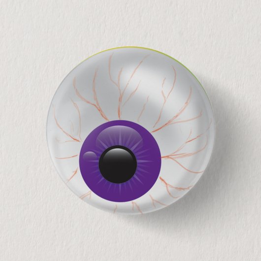 Badge Rond 2,50 Cm Evil Purple Zombie 3D Oeil Halloween Eyeball (Devant)