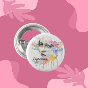 Badge Rond 2,50 Cm Expression, Femme face à l'art classique ronde