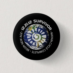 Badge Rond 2,50 Cm Extrémité maya de calendrier du monde 2012