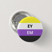 Badge Rond 2,50 Cm Ey/Em Pronouns Insigne Drapeau Non Binary (Devant & derrière)