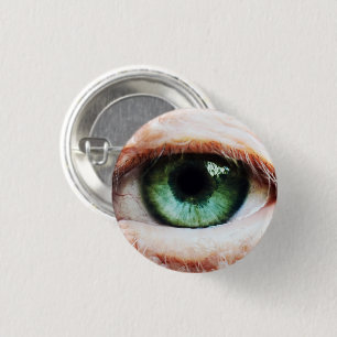 Badge Rond 2,50 Cm Eyeball effrayant et Oeil vert d'Halloween /zombie