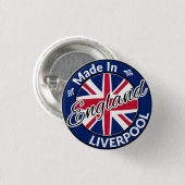 Badge Rond 2,50 Cm Fabriqué à Liverpool Angleterre Union Jack Drapeau (Devant & derrière)