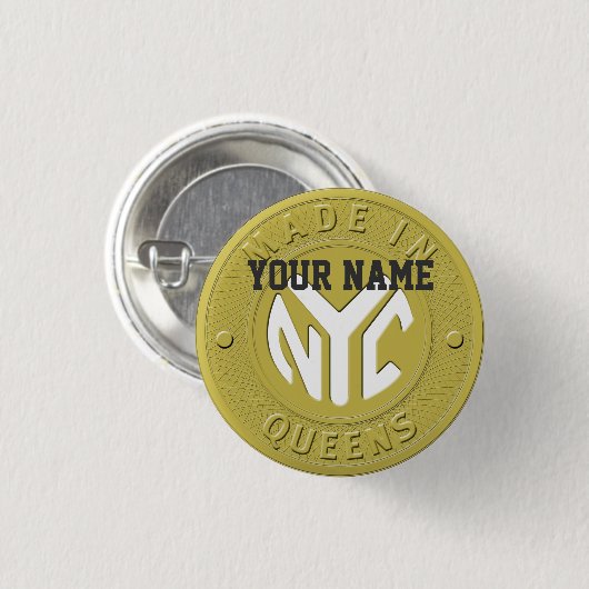Badge Rond 2,50 Cm Fabriqué À New York Queens (Devant & derrière)
