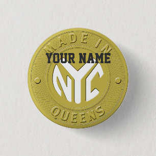 Badge Rond 2,50 Cm Fabriqué À New York Queens