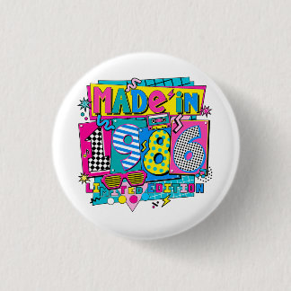 Badge Rond 2,50 Cm Fabriqué en 1986 Édition Limitée Bouton Rétro 80s