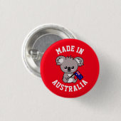Badge Rond 2,50 Cm Fabriqué En Australie : Koala tenant le drapeau au (Devant & derrière)