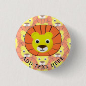 Badge Rond 2,50 Cm Face de lion mignonne sur tout le Motif d'impressi (Devant)