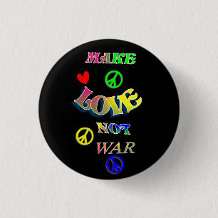 Badge Rond 2,50 Cm Faire l'amour pas la guerre arc-en-ciel Hippy Desi