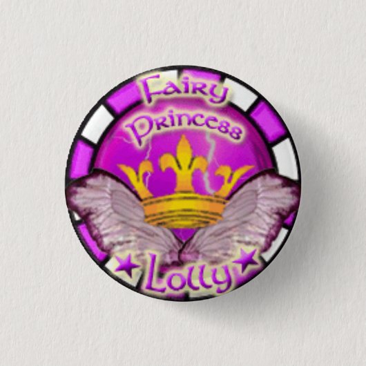 Badge Rond 2,50 Cm FAIRY Princess Lolly BUTTON pour Renfaire, Cour (Devant)