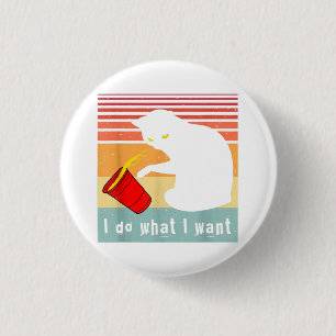 Badge Rond 2,50 Cm Fais ce que je veux Chat noir vintage Coupe rouge