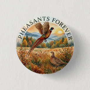 Badge Rond 2,50 Cm Faisan Forever . Aquarelle