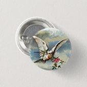 Badge Rond 2,50 Cm Falln Dove avec Roses (Devant & derrière)